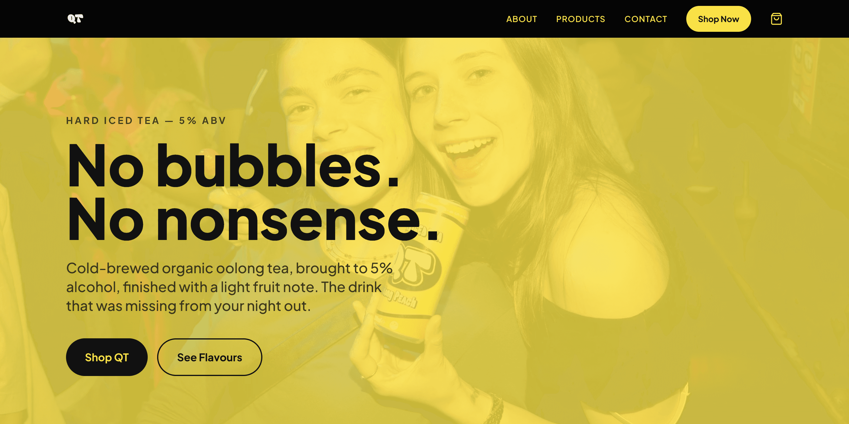 QT Drink landing page — beverage brand website designed by Samy's Studio